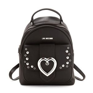 Love Moschino Black Heart-Accent Mini Backpack